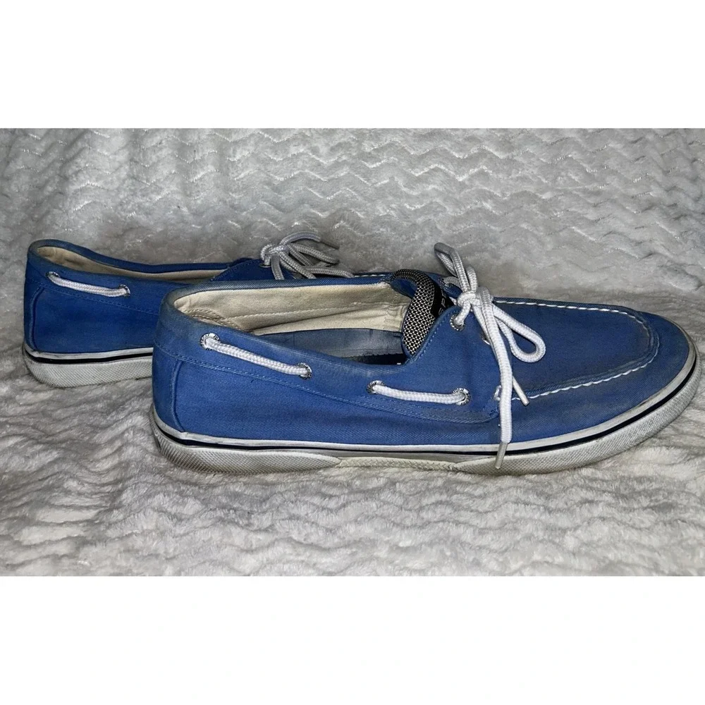 Sperry Top-Sider Boat Shoes Mens Size 12 Blue Canvas Lace Up Casual Non-Slip